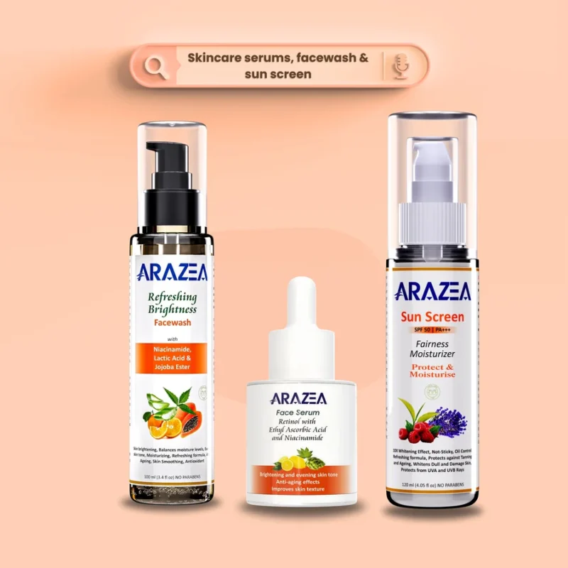 Arazea Skincare Kit-4 | Facewash, Sunscreen Moisturizer and Face Serum | For Women & Men | Combo of 3 | 250ml