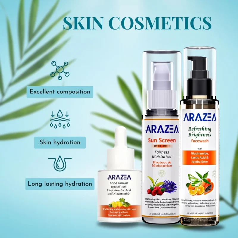 Arazea Skincare Kit-4 | Facewash, Sunscreen Moisturizer and Face Serum | For Women & Men | Combo of 3 | 250ml - Image 2