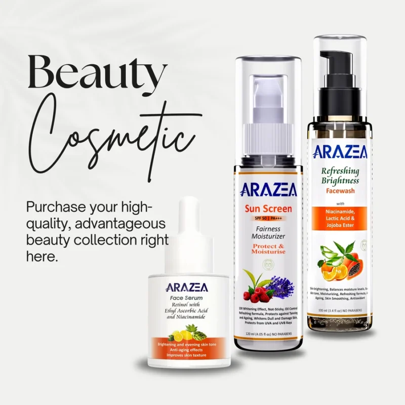 Arazea Skincare Kit-4 | Facewash, Sunscreen Moisturizer and Face Serum | For Women & Men | Combo of 3 | 250ml - Image 3