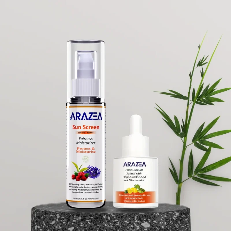 Arazea Skincare Kit-2 | Sunscreen Moisturizer and Face Serum | For Women & Men | Sunscreen & Serum Combo | 150ml