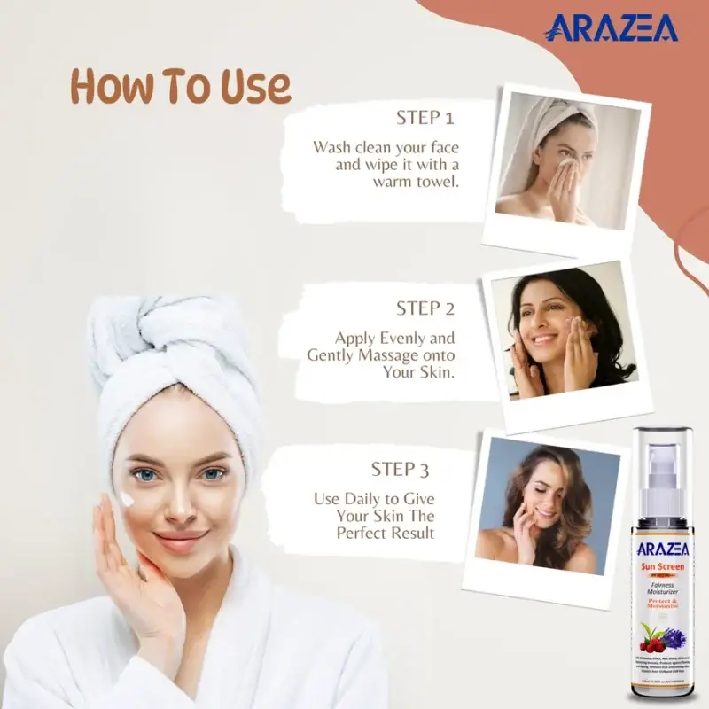 Arazea Sunscreen Fairness Moisturizer | SPF 50 PA+++ | UVA/UVB Protection | Men & Women | 120 ml - Image 6